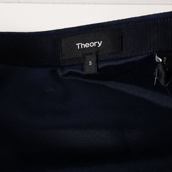 Theory  IWG Wrap Skirt Brilliant Skirt  Navy Fulton Fuax Suede Skirt  NWT 195 - Picture 12 of 14